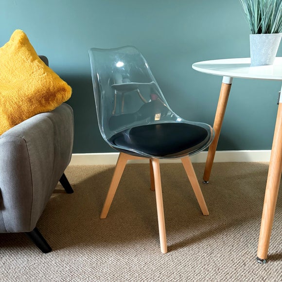 View Fusion Living Soho Clear Plastic Dining Chair With Squared Legs View Fusion Living Soho Clear Plastic Dining Chair With Squared Legs