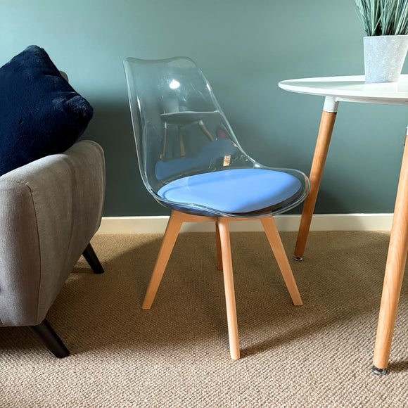 View Fusion Living Soho Clear Plastic Dining Chair With Squared Legs View Fusion Living Soho Clear Plastic Dining Chair With Squared Legs