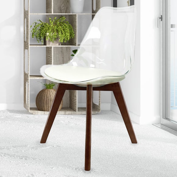 View Fusion Living Soho Clear Plastic Dining Chair With Squared Legs View Fusion Living Soho Clear Plastic Dining Chair With Squared Legs