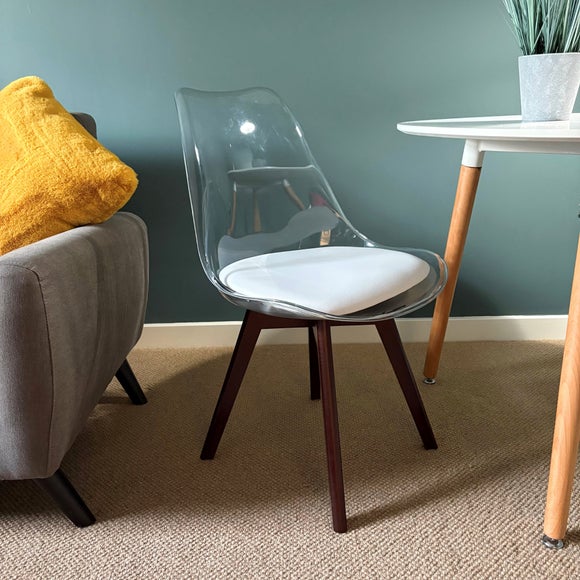 View Fusion Living Soho Clear Plastic Dining Chair With Squared Legs View Fusion Living Soho Clear Plastic Dining Chair With Squared Legs