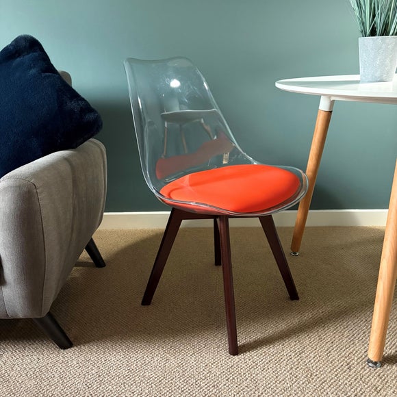 Fusion Living Soho Clear Plastic Dining Chair With Squared Legs