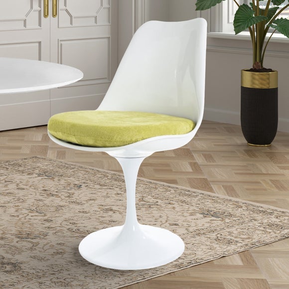 Fusion Living White Tulip Dining Chair With Luxurious Cushion