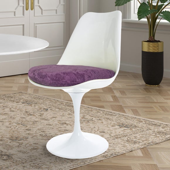 Fusion Living White Tulip Dining Chair With Luxurious Cushion