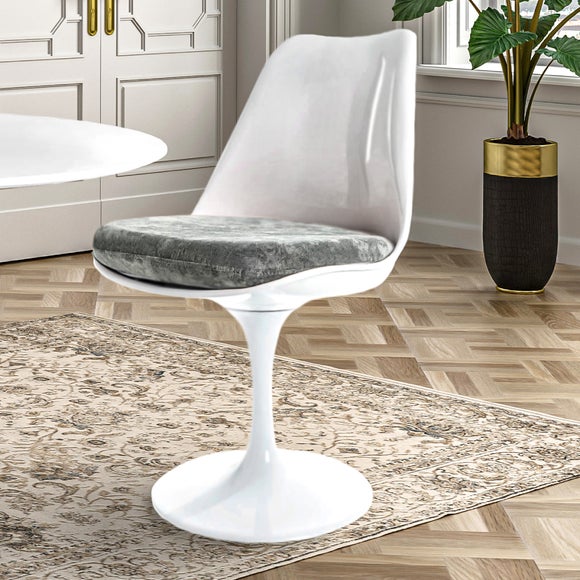 Fusion Living White Tulip Dining Chair With Luxurious Cushion