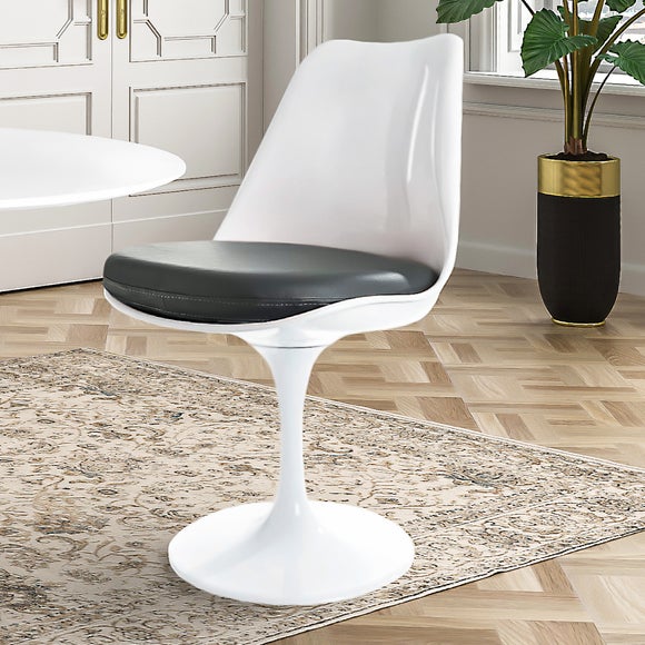 Fusion Living White Tulip Dining Chair With Pu Cushion