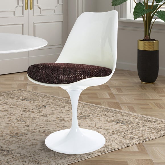 Fusion Living White Tulip Dining Chair With Textured Cushion