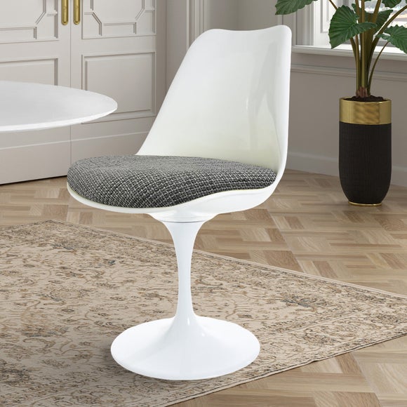 Fusion Living White Tulip Dining Chair With Textured Cushion
