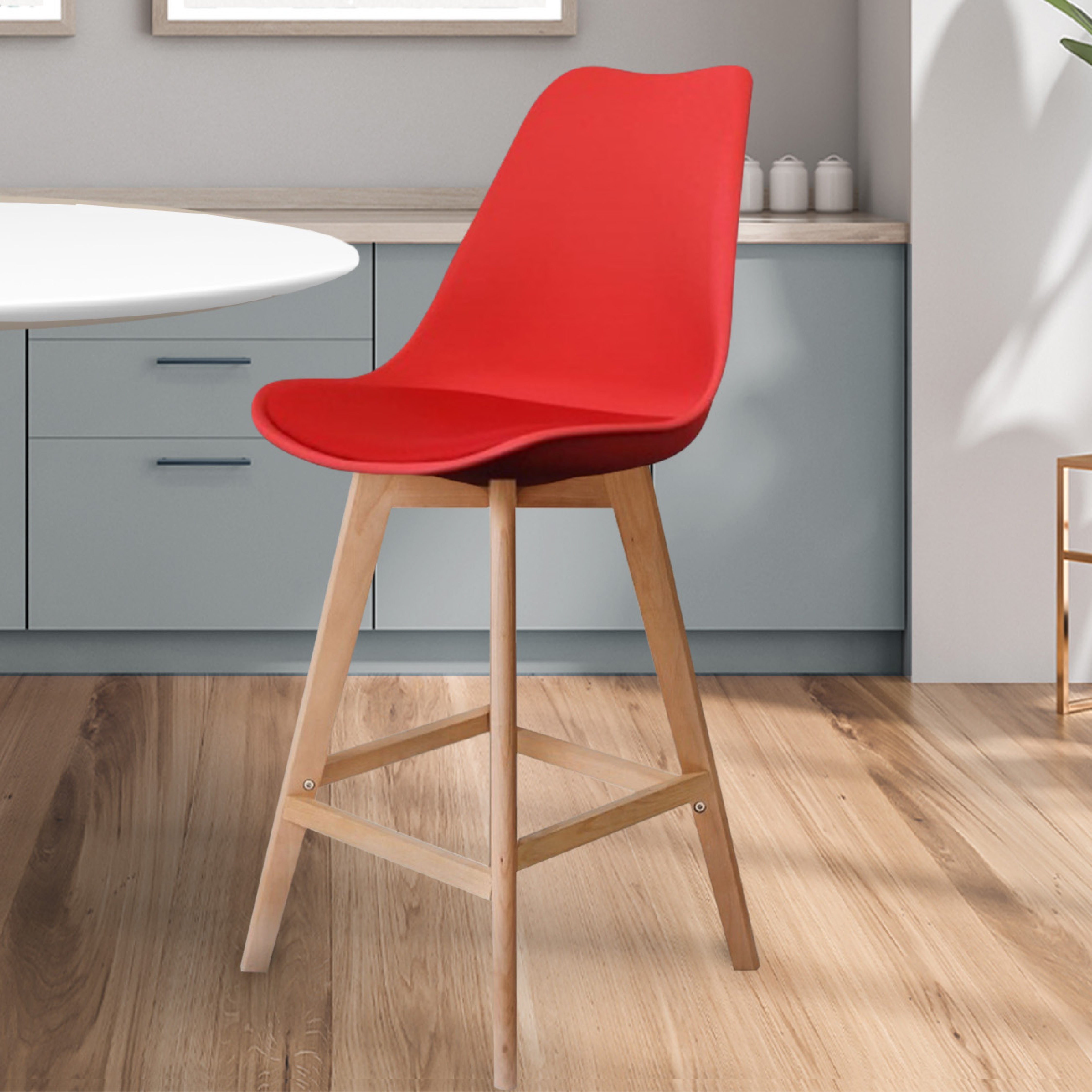 Fusion Living Soho Plastic Bar Stool Red