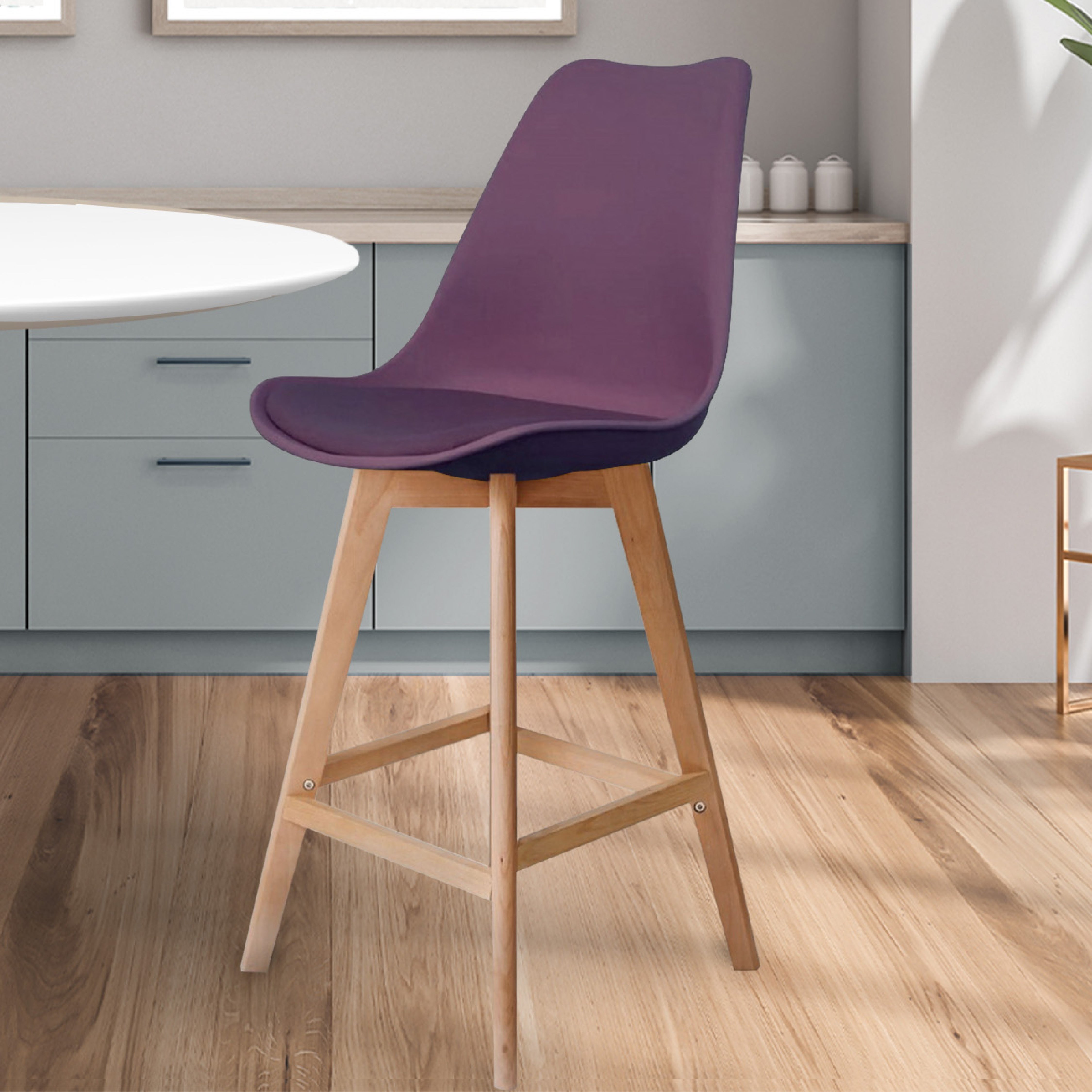 Fusion Living Soho Plastic Bar Stool Aubergine (Purple)