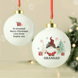 Personalised Gnome Christmas Bauble