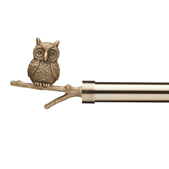 Owl On Branch Extendable Metal Eyelet Curtain Pole