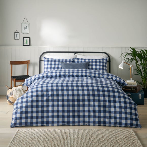 Riviera Hartsford Check 144 Thread Reversible Duvet Cover Pillowcase Set