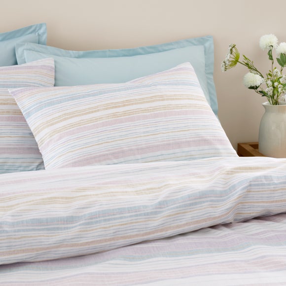 Photo 3 of Washy Stripe Cotton Tencel Duvet Cover & Pillowcase Set
