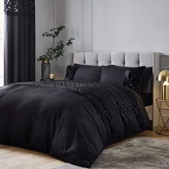 Catherine Lansfield Lattice Cut Velvet Duvet Cover And Pillowcase Set