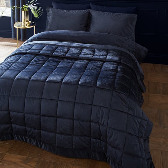 Catherine Lansfield Kingsley Matt Velvet Quilted Bedspread