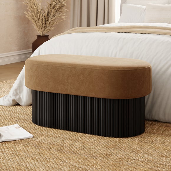Amari Fluted Velvet Storage Ottoman