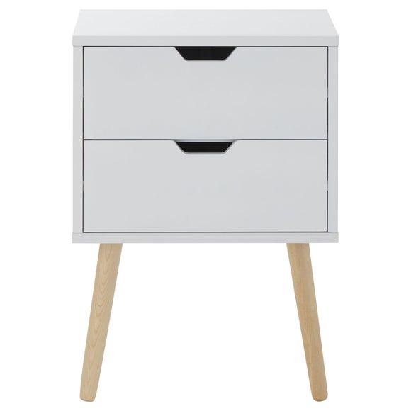 Return Nyborg 2 Drawer Bedside Table White