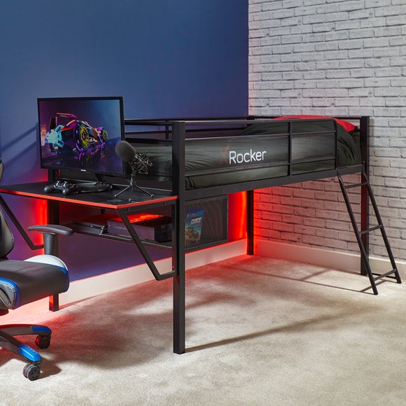 Return X Rocker Sanctum Gaming Mid Sleeper Bunk Bed With Desk