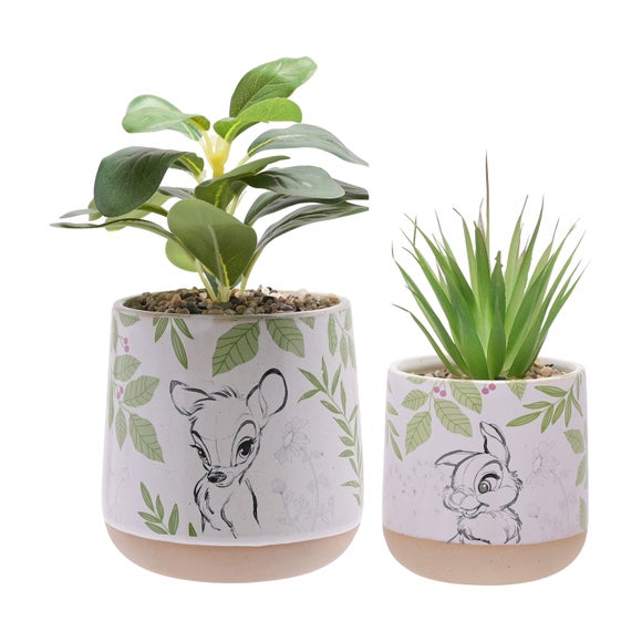 Set Of 2 Artificial Succulents In Disney Bambi Plant Pots