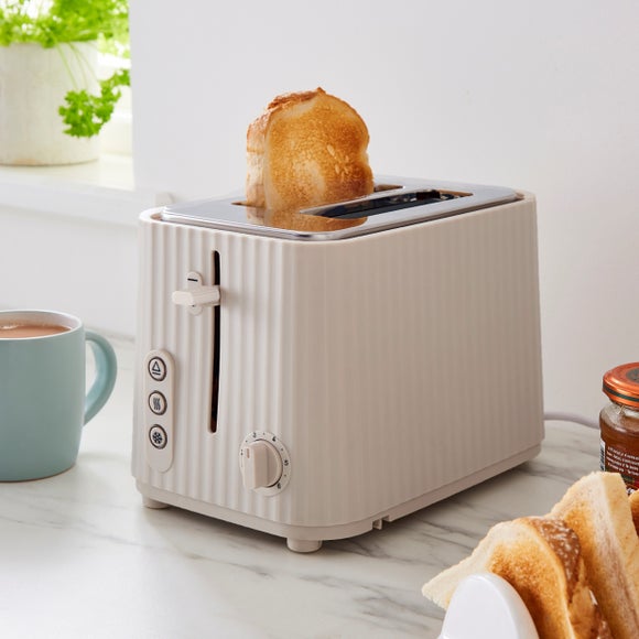 Textured Ribbed Plastic 2 Slice Toaster