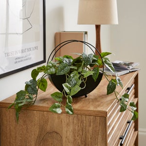 Artificial Trailing Plant In Round Metal Vase