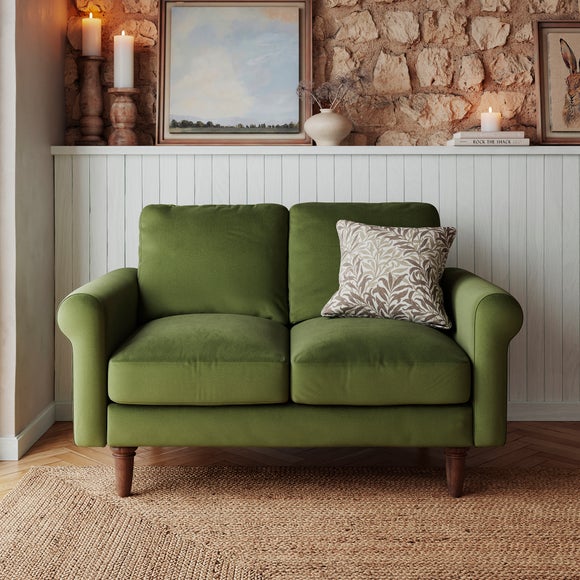 Maeve Compact Olive Velvet 2 Seater Sofa