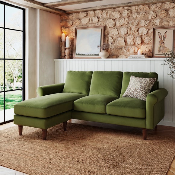 Maeve Compact Velvet Corner Chaise Sofa