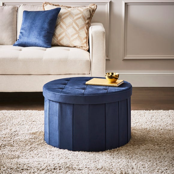 Velvet Large Round Ottoman