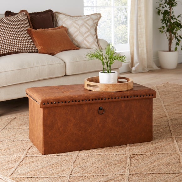 Faux Leather Rectangular Ottoman