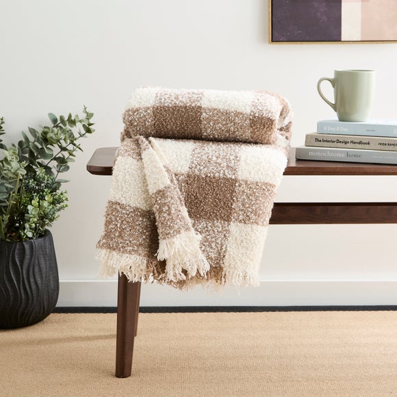 Boucle Check Throw Blanket 130cm X 180cm