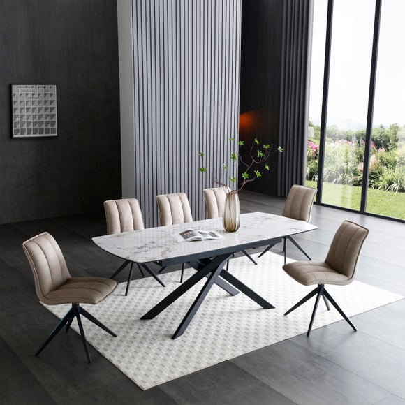 Indus Valley Aura Extending Dining Table With 6 Aura Chairs