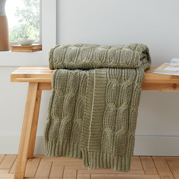 Chunky Marl Knit Throw Blanket 130cm X 170cm