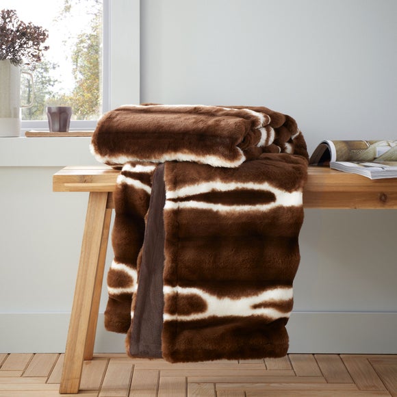 Flint Faux Fur Throw Blanket 130cm X 170cm