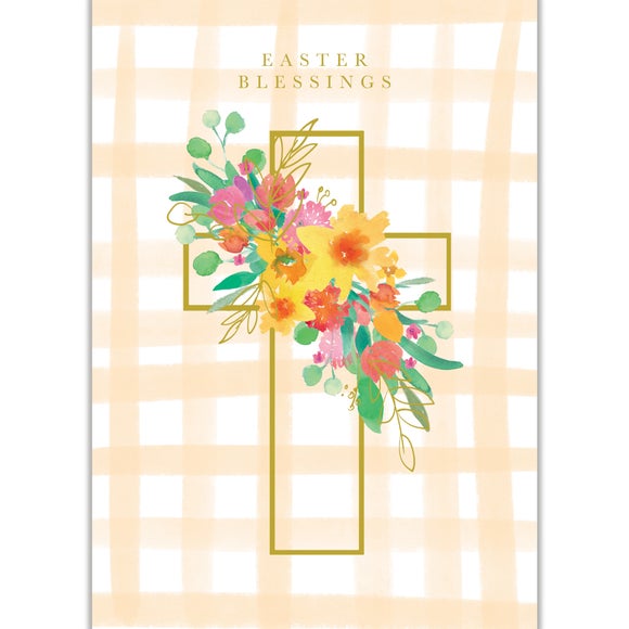Easter Blessings Gingham Cross Card