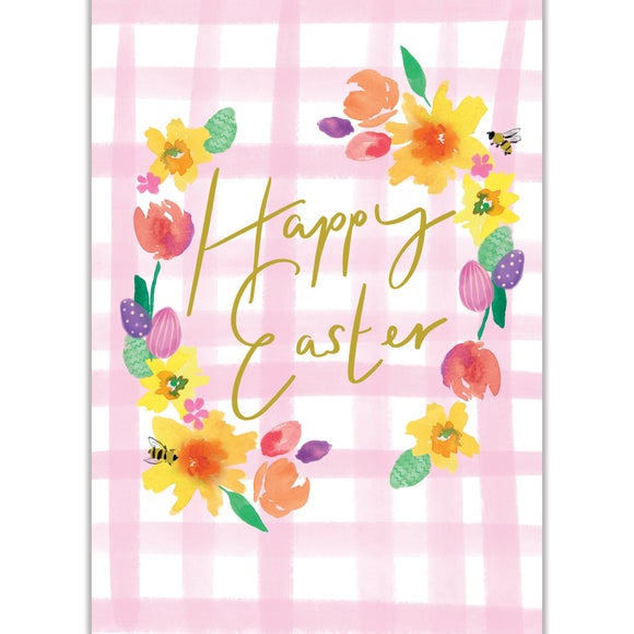 Happy Easter Gingham Floral Card