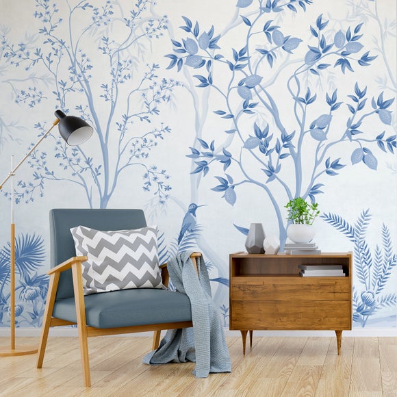 Archive Tree Blue Wall Mural