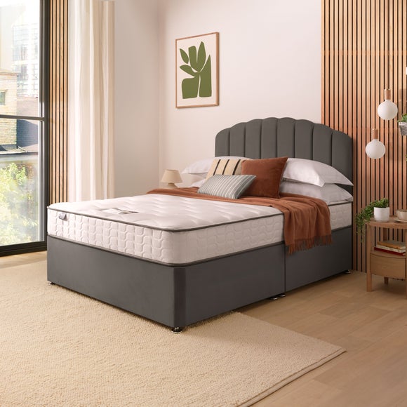 Return Silentnight Divan Bed With Velvet Merlin Headboard Double Charcoal With No Storage