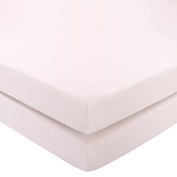 Pack of 2 Plain 100% Cotton Jersey Fitted Sheets
