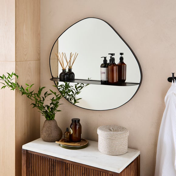 Pebble Wall Mirror With Shelf