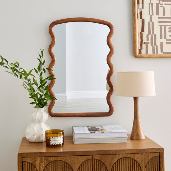 Cleo Rectangle Wood Wiggle Wall Mirror