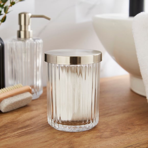 Ribbed Glass Storage Pot with Lid