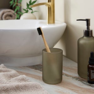 Hotel Glass Toothbrush Holder