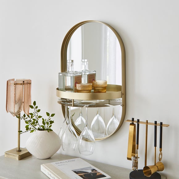 Oval Cocktail Bar Shelf With Mirror