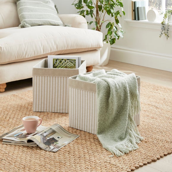 Click to view product details and reviews for Set Of 2 Striped Foldable Storage Boxes.