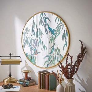 Kingfisher Round Mirrored Wall Art