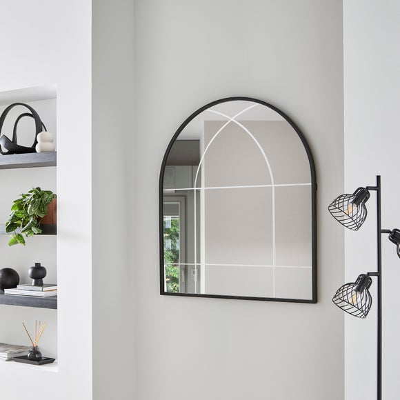 Cora Arched Etched Window Wall Mirror