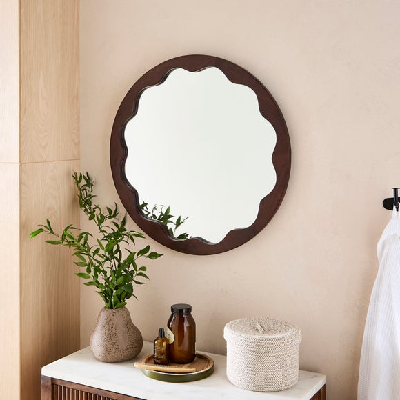 Penelope Round Fluted Wooden Wall Mirror