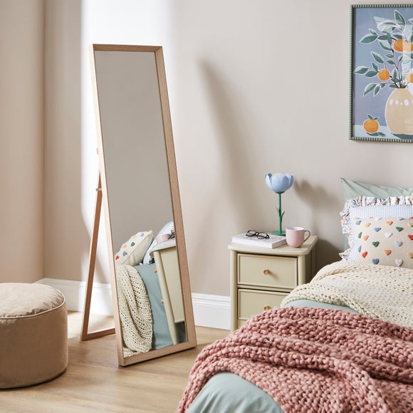 Wood Veneer Rectangle Freestanding Full Length Cheval Mirror