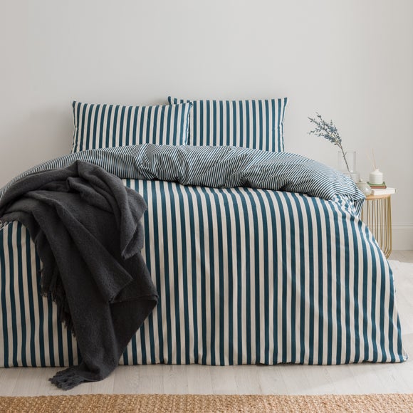 Durham Stripe 100% Cotton Duvet Cover and Pillowcase Set
