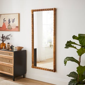 Turned Mango Wood Rectangle Full Length Wall Mirror